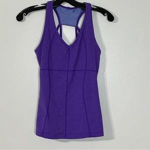 ATHLETA Equator Running Sports Workout W/Built-In Purple Bra Tank Top